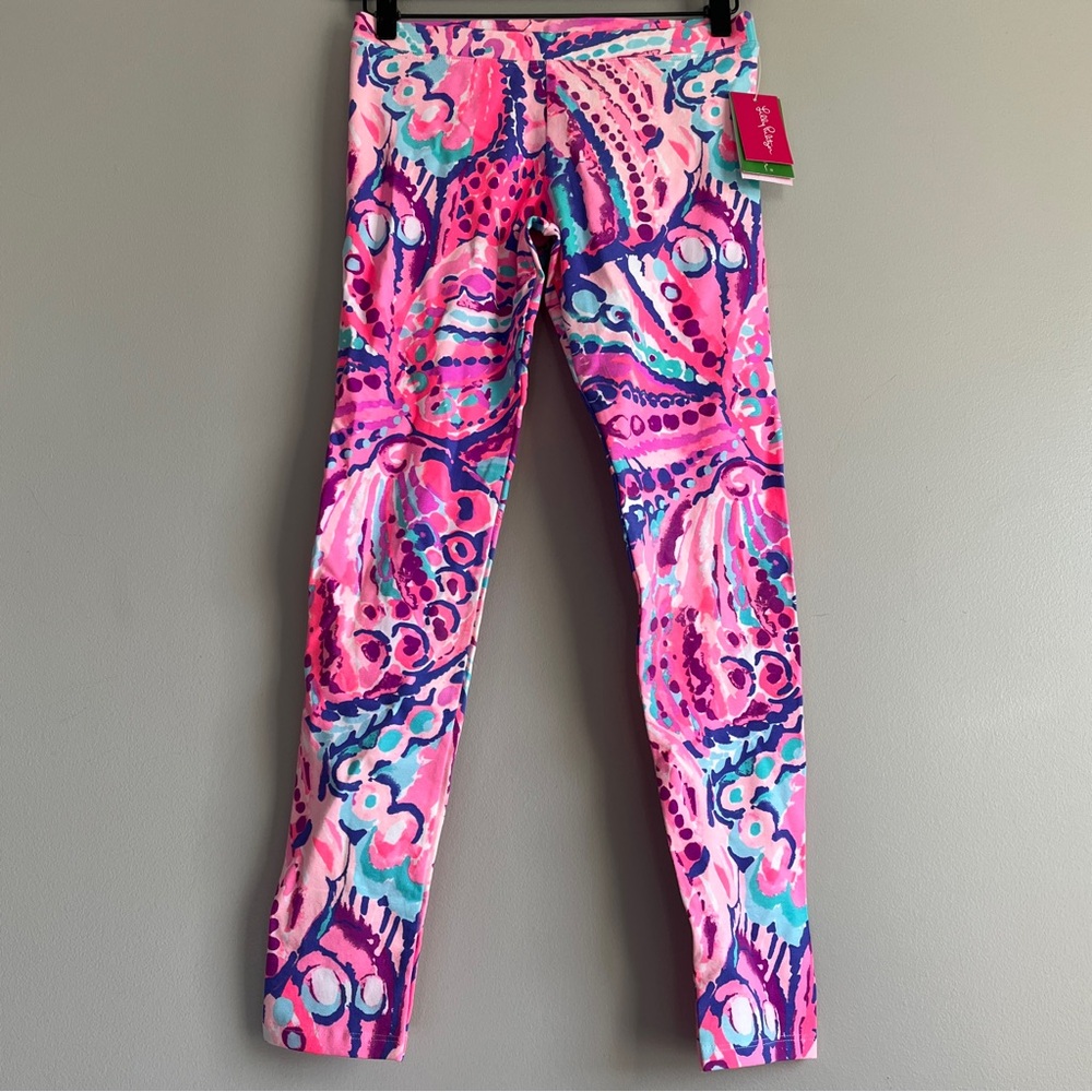 Lilly Pulitzer NEW Maia leggings girls XL 12 14 shell out colony coral pink